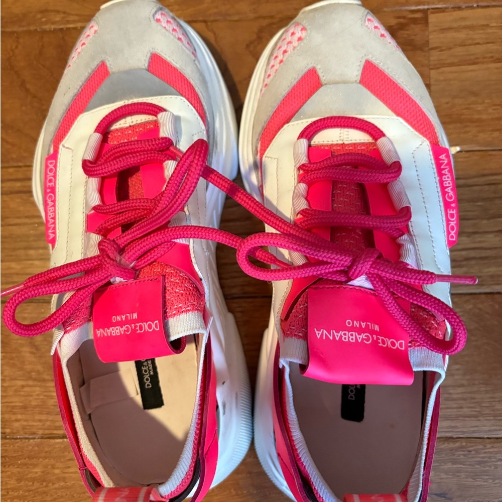 Dolce & Gabbana Fuchsia and White Sneakers